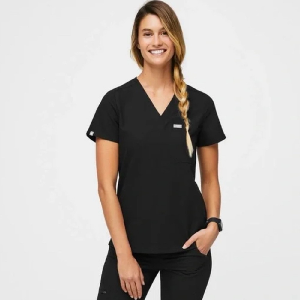 Figs Black One Pocket Scrub Top XXL